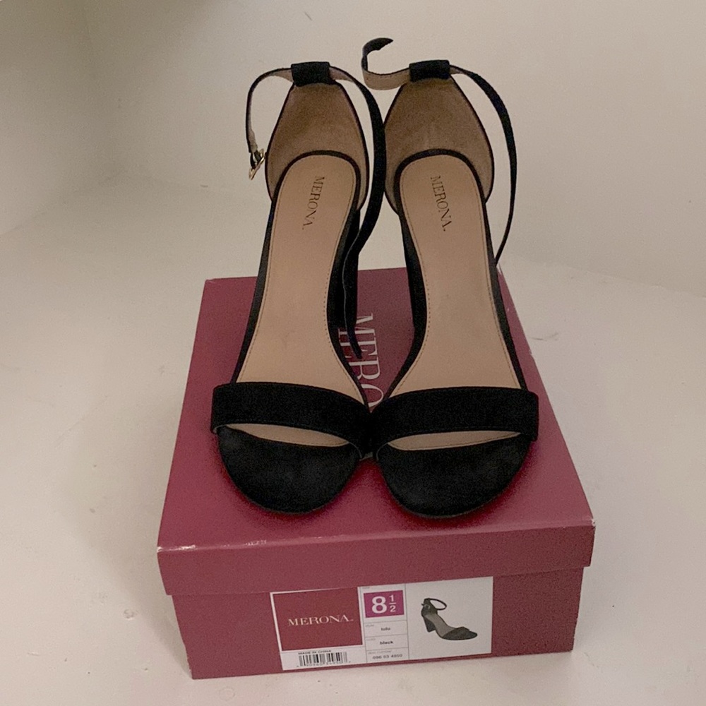 Black strap heels